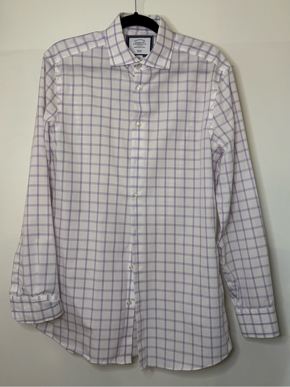 Charles Tyrwhitt purple plaid dress shirt size 16/35